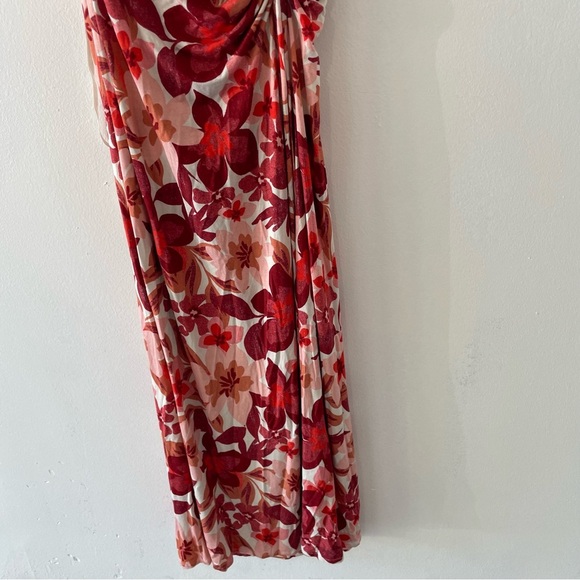 Free People Mimi Pink Red Floral Ruched Beachy Flowy Maxi Dress 37625 - Picture 7 of 14